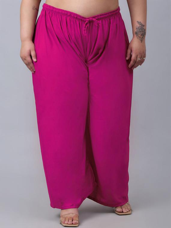 women mid rise solid flared palazzo - 20300684 - Zoom Image - 0