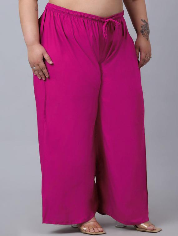 women mid rise solid flared palazzo - 20300684 -  Standard Image - 1