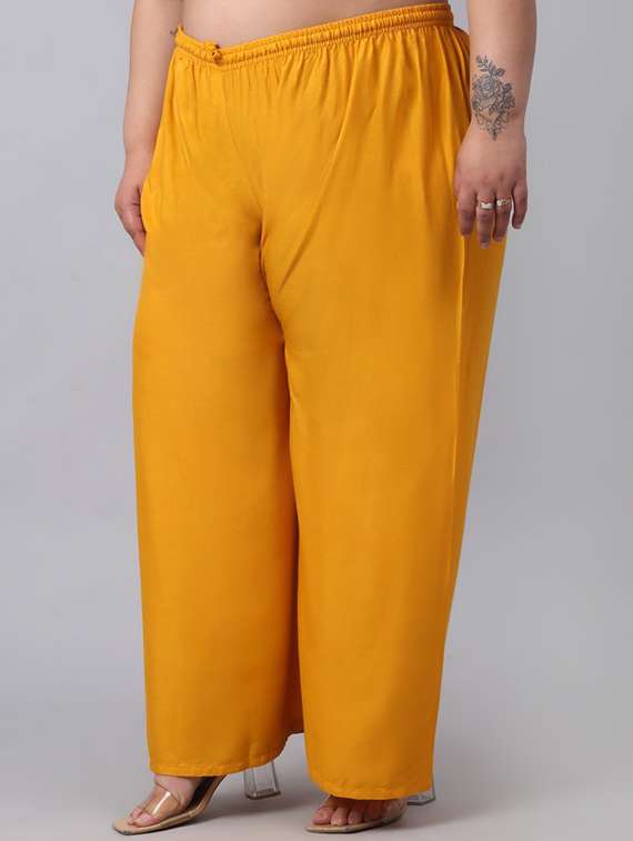 women mid rise solid flared palazzo - 20300688 -  Standard Image - 1