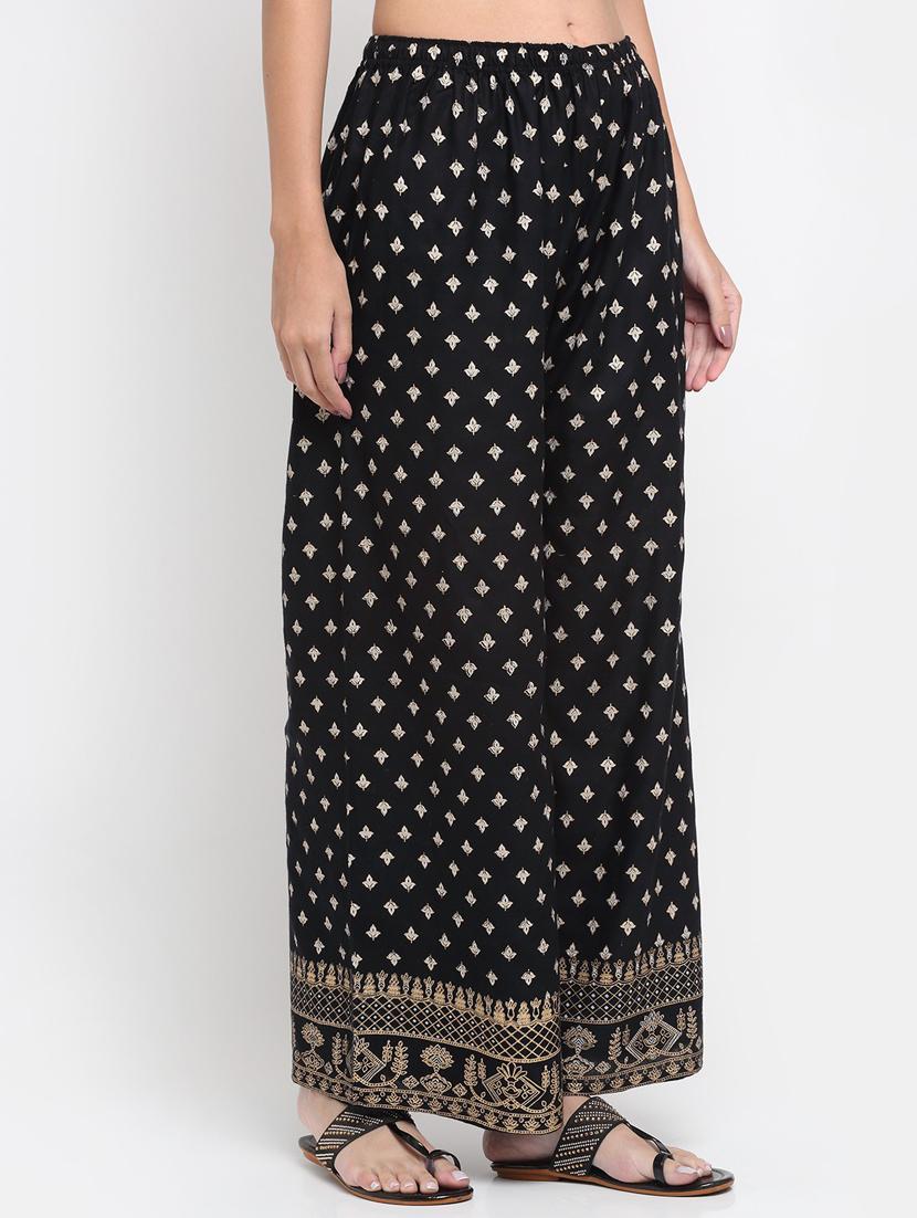 black foil printed palazzo - 20300689 - Standard Image - 1