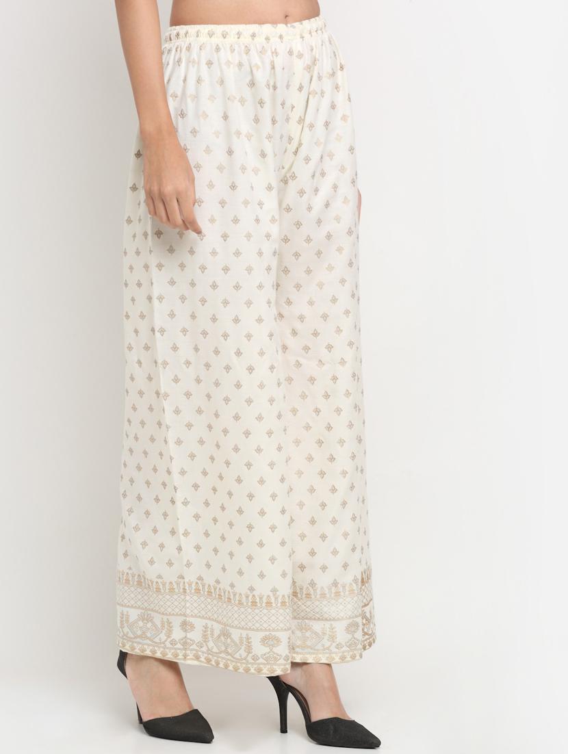 cream printed palazzo - 20300691 -  Standard Image - 1