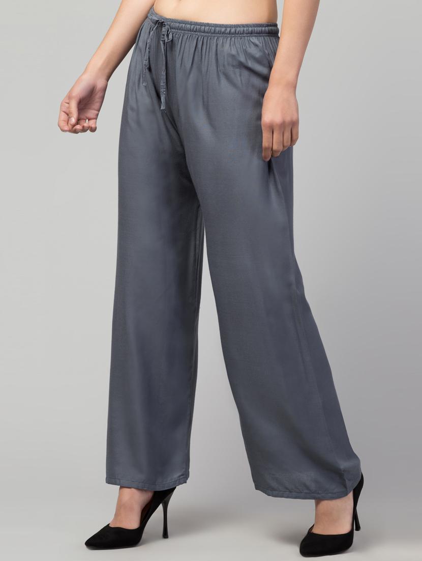 women mid rise solid flared palazzo - 20300695 - Standard Image - 1