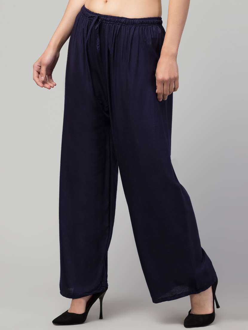 women mid rise solid flared palazzo - 20300696 -  Standard Image - 1