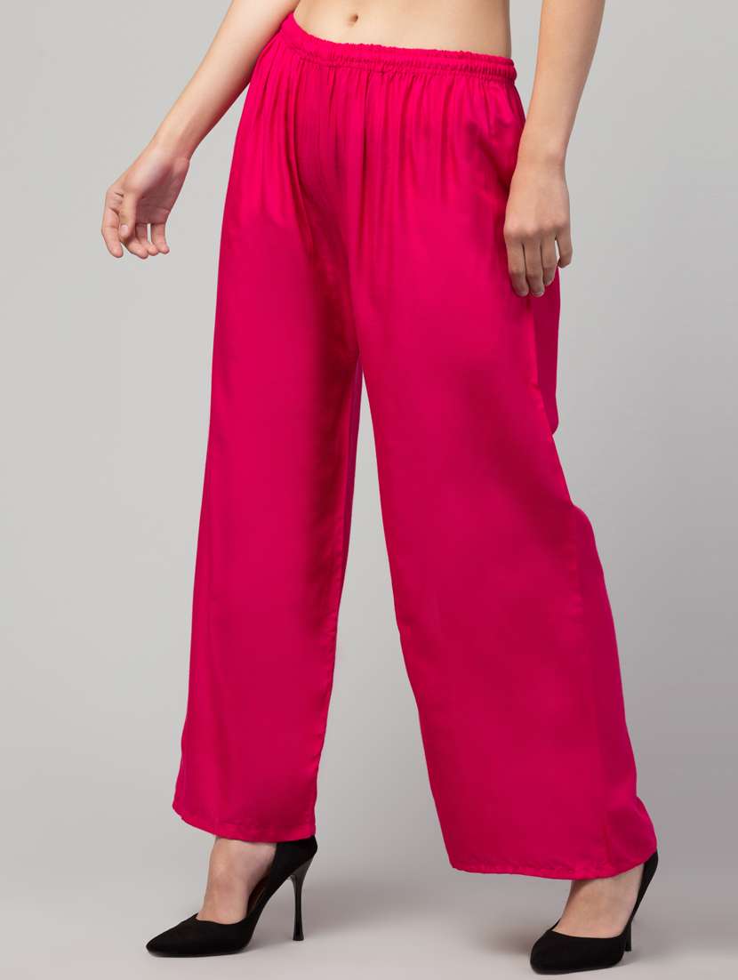 women mid rise solid flared palazzo - 20300698 -  Standard Image - 1