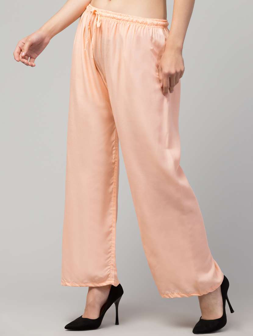 women mid rise solid flared palazzo - 20300700 -  Standard Image - 1