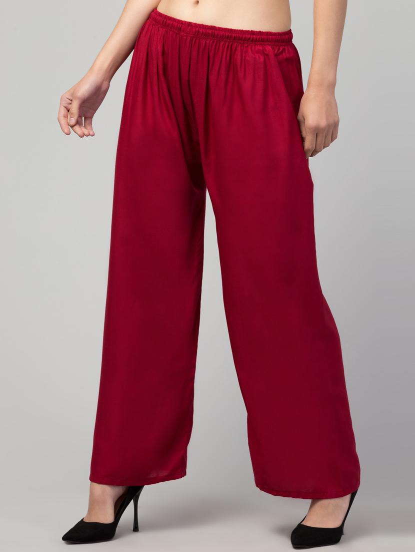 women mid rise solid flared palazzo - 20300702 - Standard Image - 1