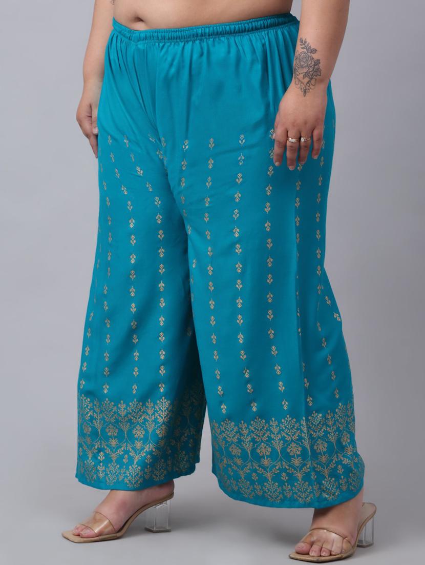 ai aqua bottom placement print palazzo - 20300712 - Standard Image - 1