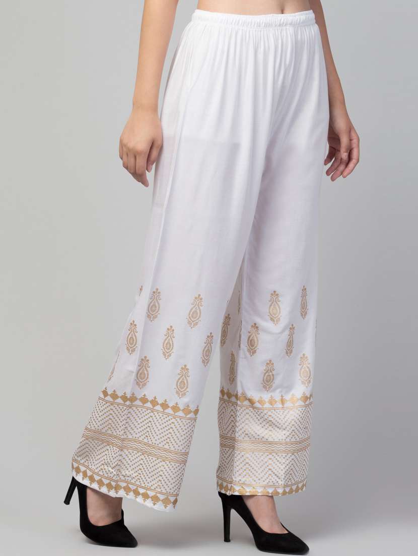 white bottom placement print palazzo - 20300719 -  Standard Image - 1