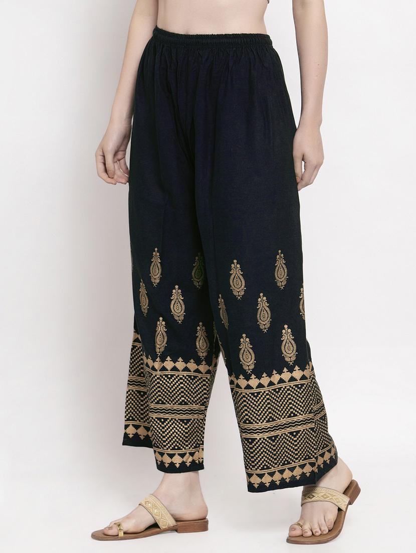dark blue bottom placement print palazzo - 20300721 -  Standard Image - 1