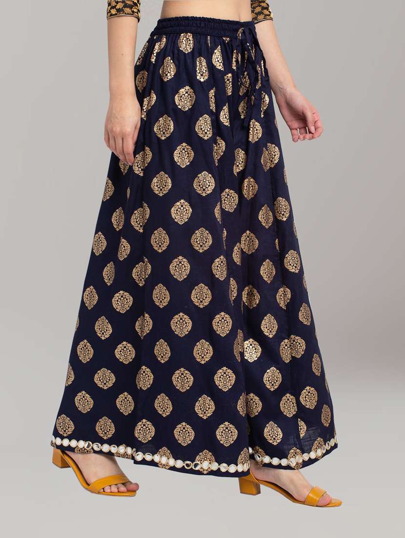 dark blue foil print palazzo - 20300730 -  Standard Image - 1