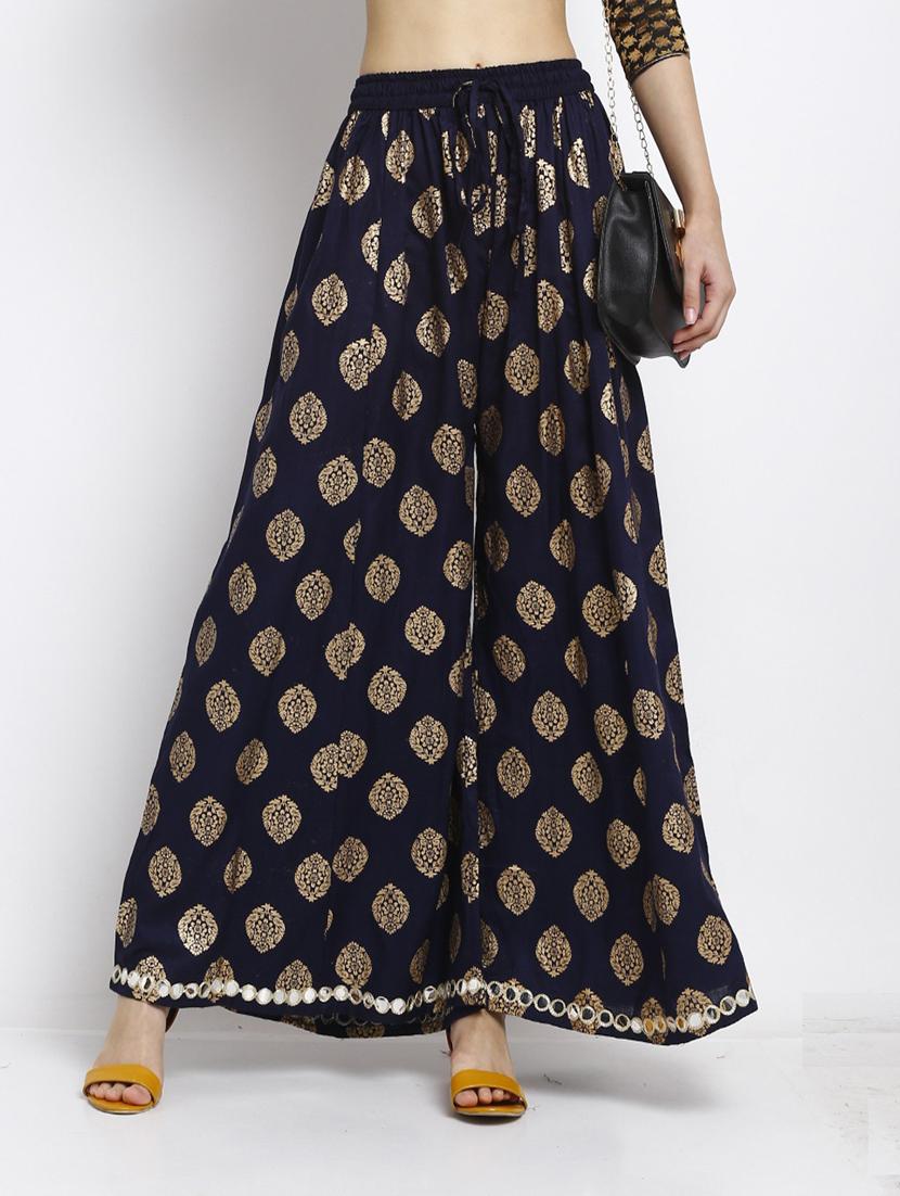 women floral print viscose palazzo - 20300749 - Standard Image - 1