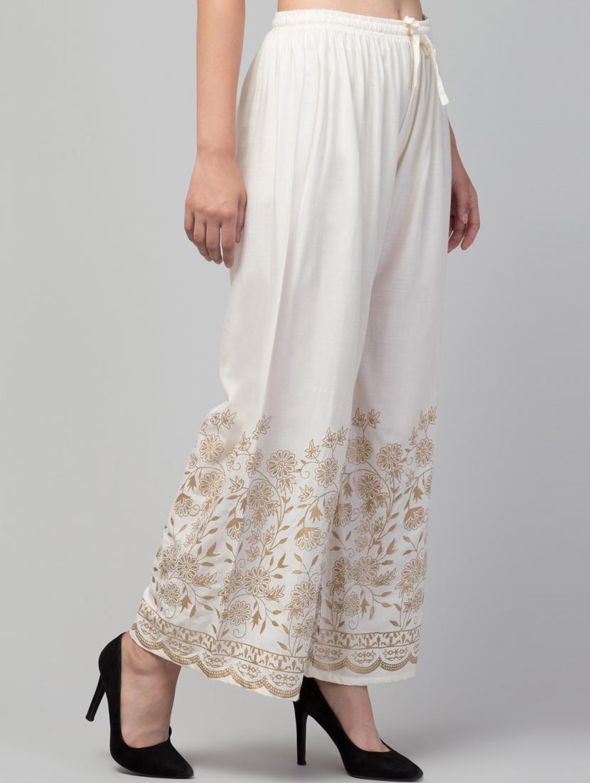 off white bottom placement print palazzo - 20300753 - Standard Image - 1