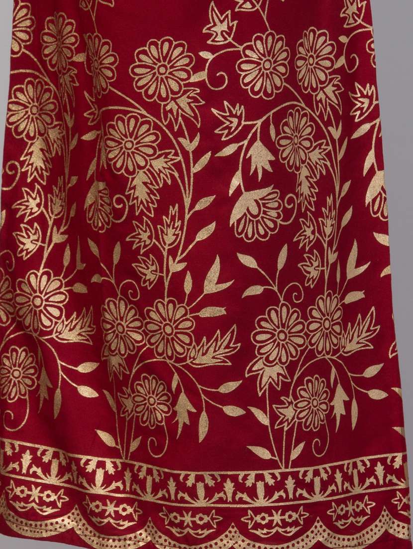 maroon bottom placement print palazzo - 20300754 -  Standard Image - 4