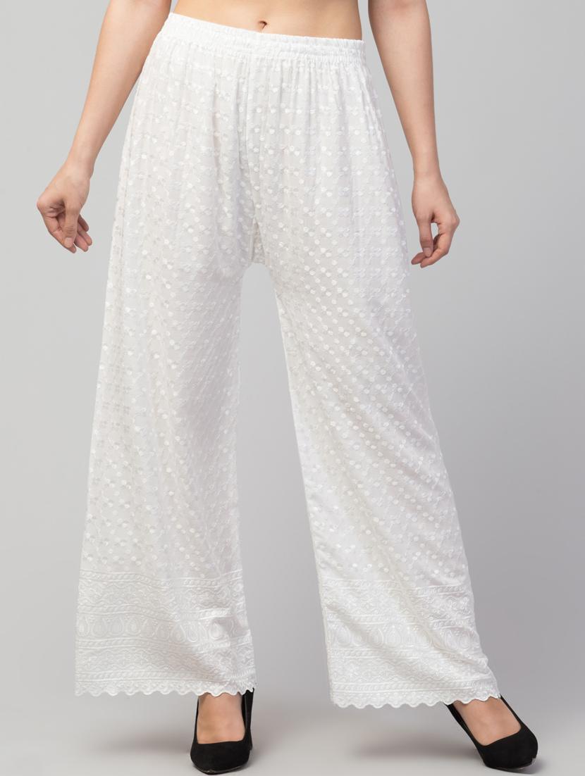 white solid with work palazzo - 20300777 -  Zoom Image - 0