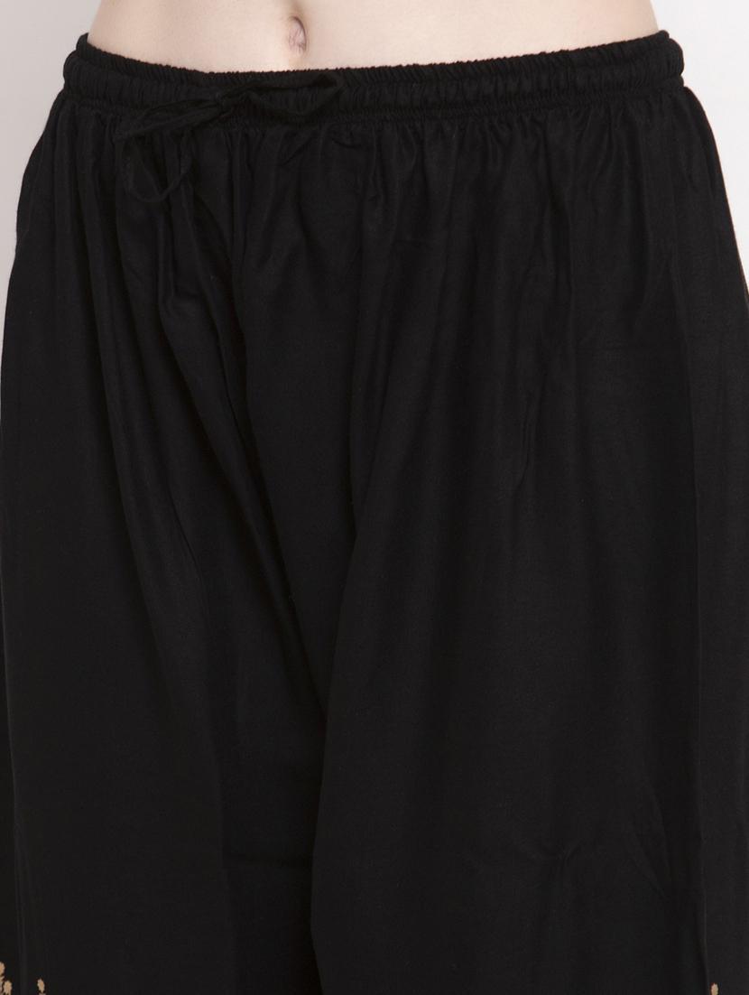 black bottom placement print straight palazzo - 20300788 - Standard Image - 4
