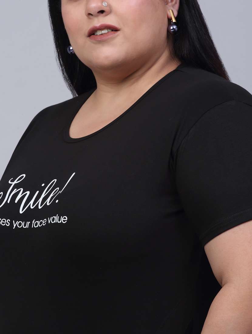 black typographic plus tunic - 20301299 - Standard Image - 4