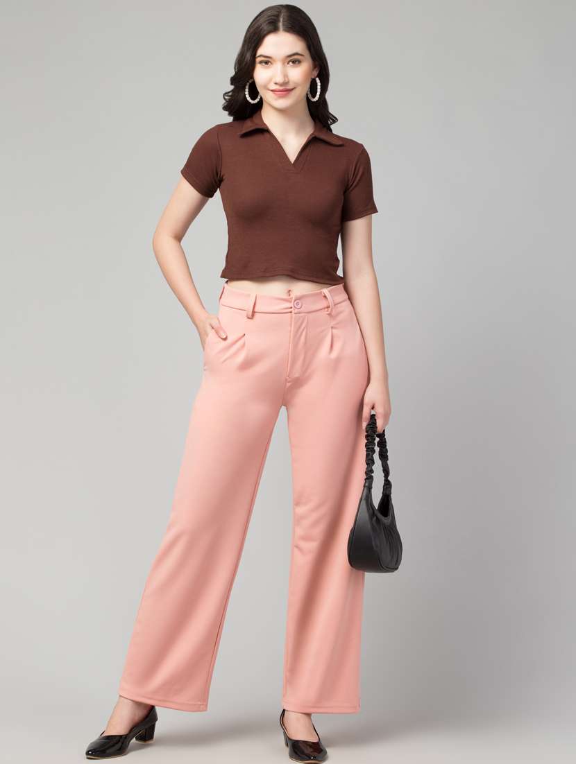 brown solid crop top - 20301323 -  Standard Image - 4