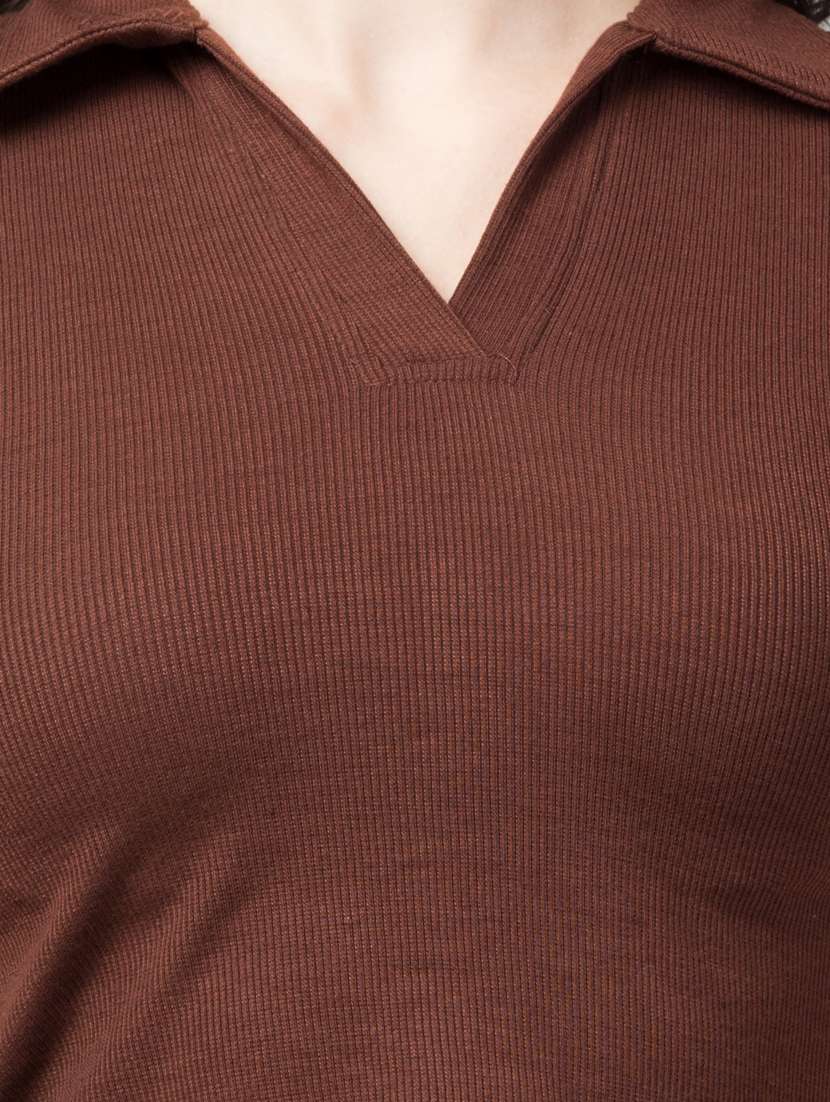 brown solid crop top - 20301323 -  Standard Image - 6