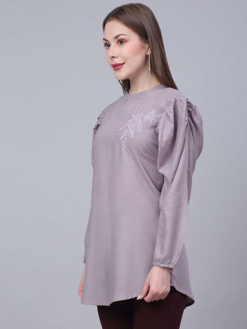 grey solid boxy top - 20301325 -  Standard Image - 1