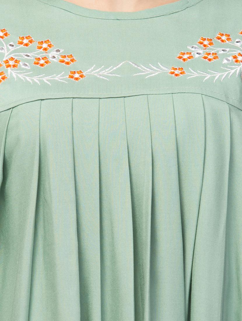 pastel green embroidered a-line tunic - 20301329 - Standard Image - 4