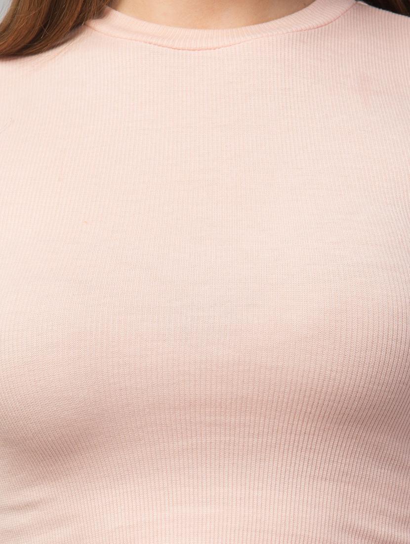 crew neck solid crop top - 20301335 - Standard Image - 4