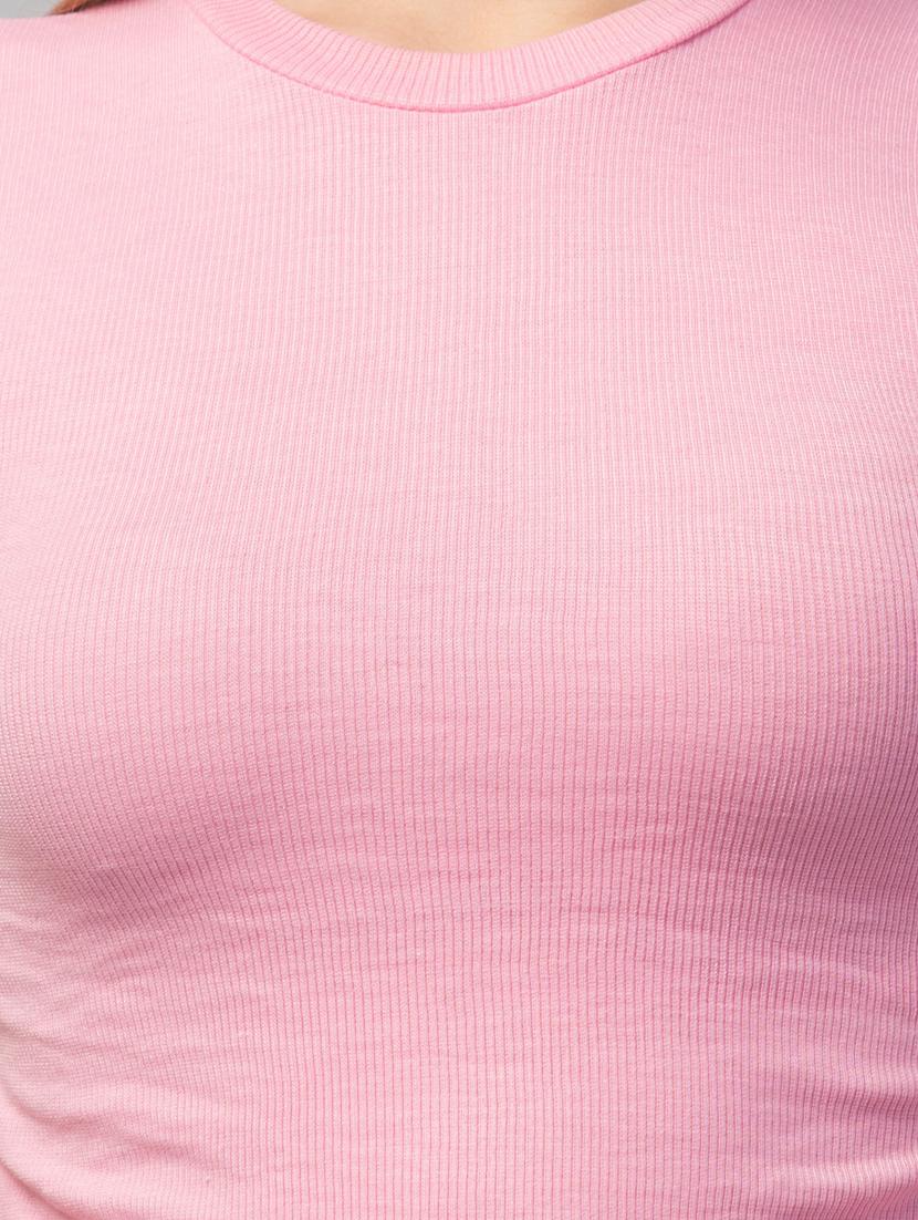 crew neck solid crop top - 20301336 - Standard Image - 4