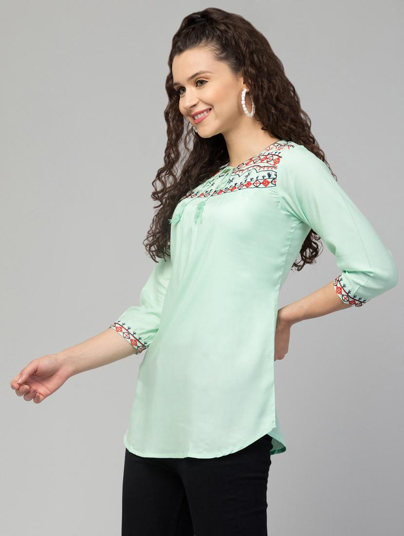 neo mint embroidered regular tunic - 20301343 -  Standard Image - 1