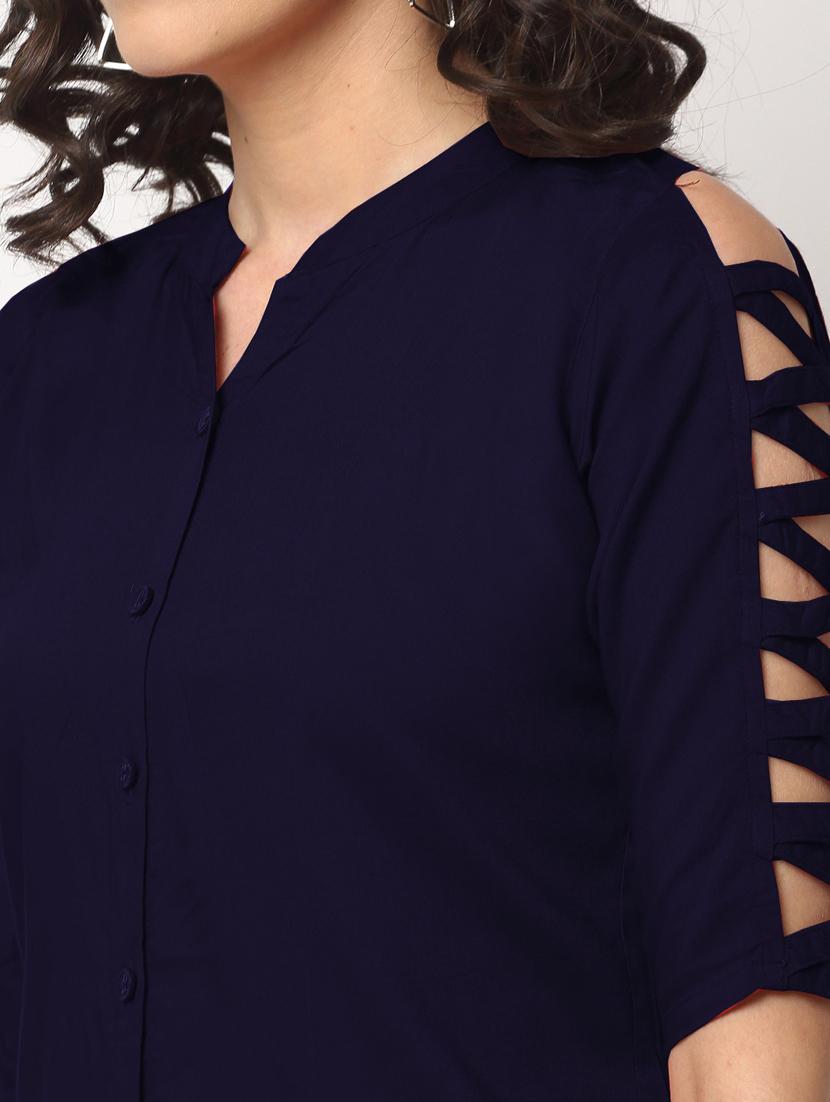 dark blue solid regular shirts - 20301348 - Standard Image - 4