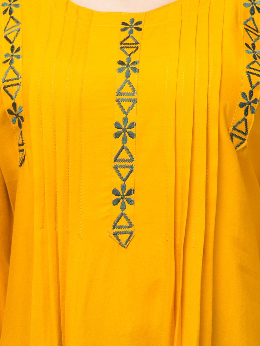 yellow embroidered a-line tunic - 20301368 - Standard Image - 4