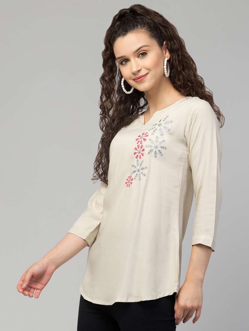 beige viscose a-line tunic - 20301376 -  Standard Image - 1