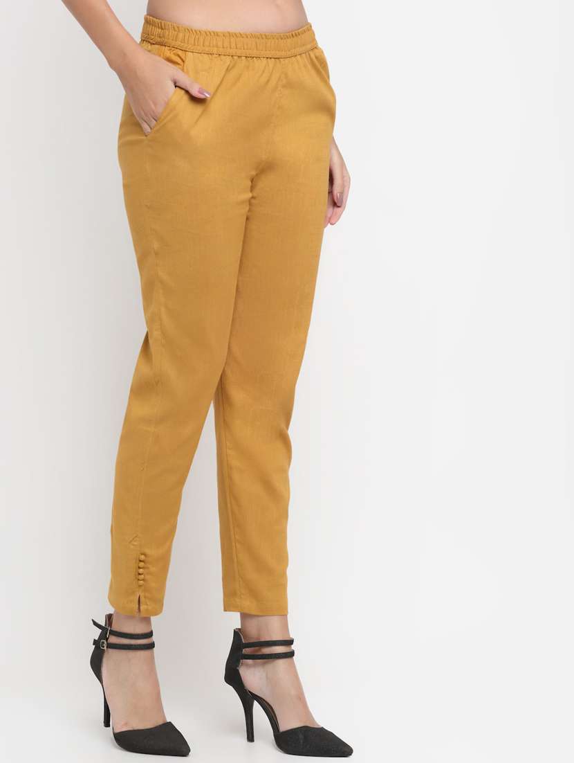 women solid flat front cigarette pants - 20301389 - Standard Image - 1