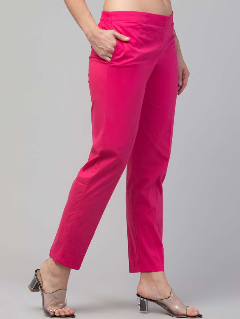 women solid pleated cigarette pants - 20301402 -  Standard Image - 1
