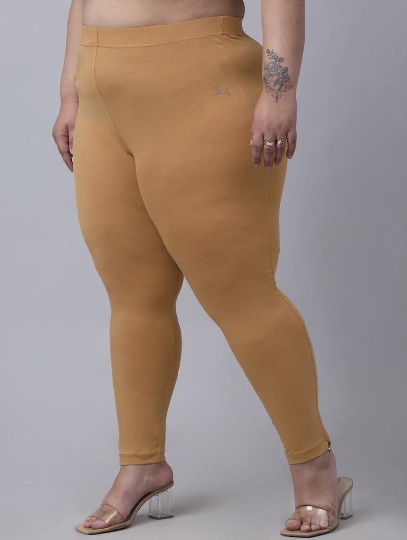 tan cotton blend solid legging - 20301411 - Standard Image - 1