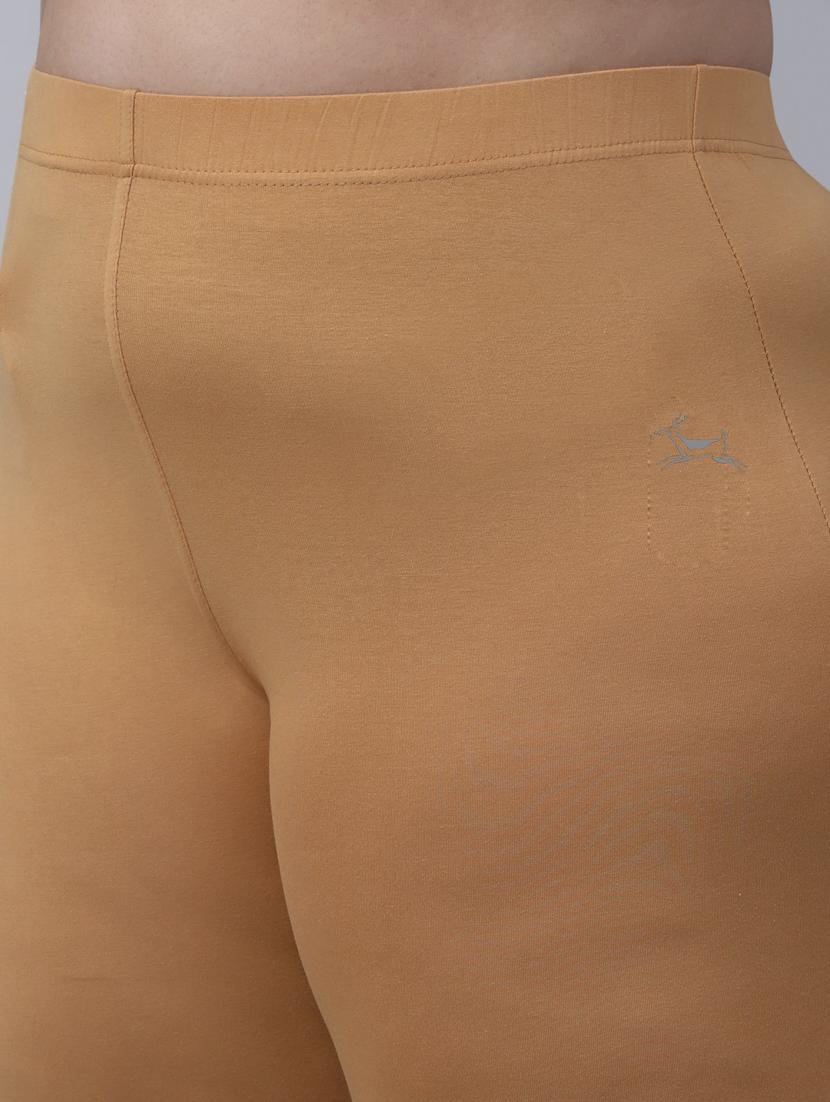 tan cotton blend solid legging - 20301411 - Standard Image - 4