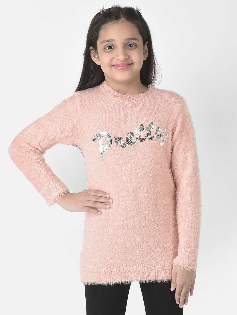 girls typography embellished pullover