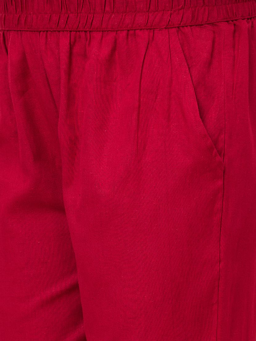 women maroon cotton cigarette pants - 20301515 - Standard Image - 6
