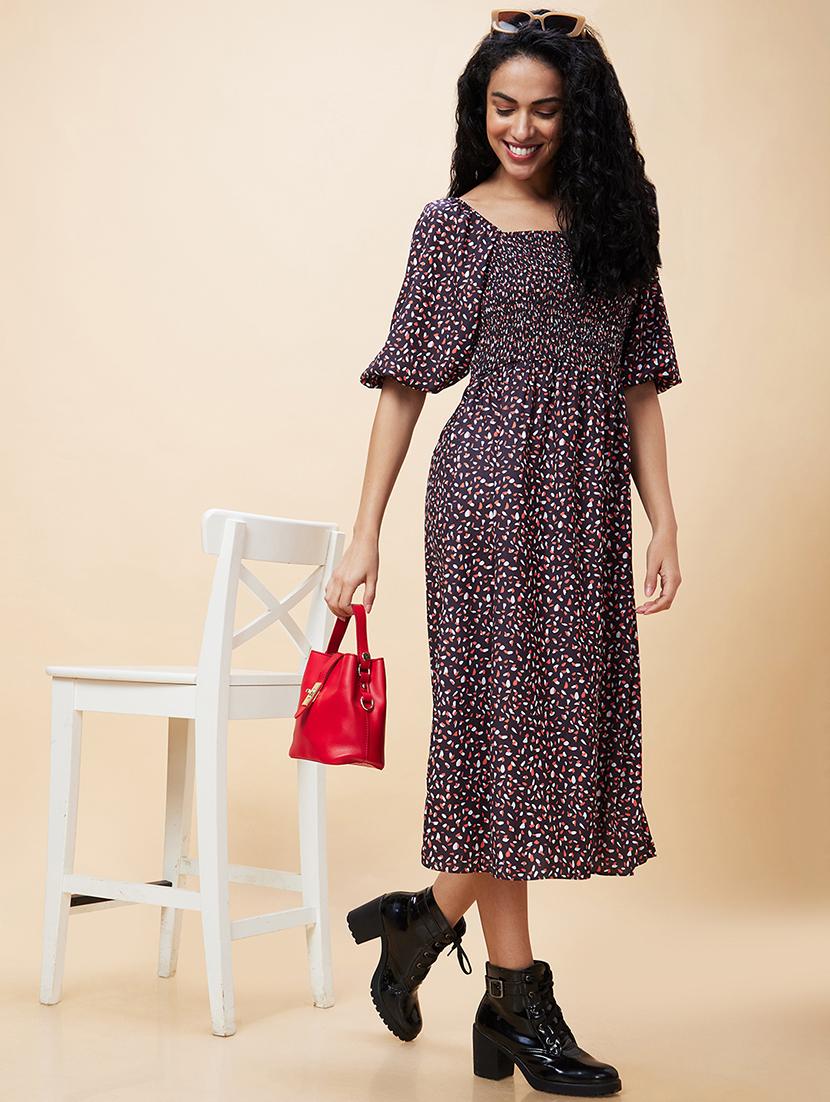 women black polyester fit & flare dress - 20301529 - Standard Image - 4