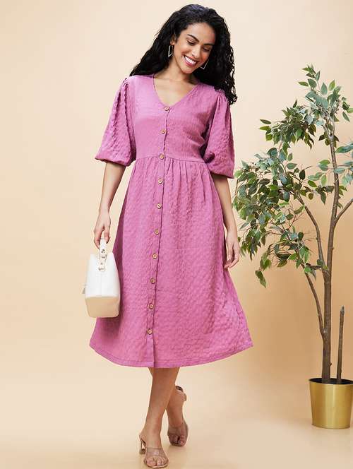 women purple polyester a-line dress - 20301532 - Standard Image - 0