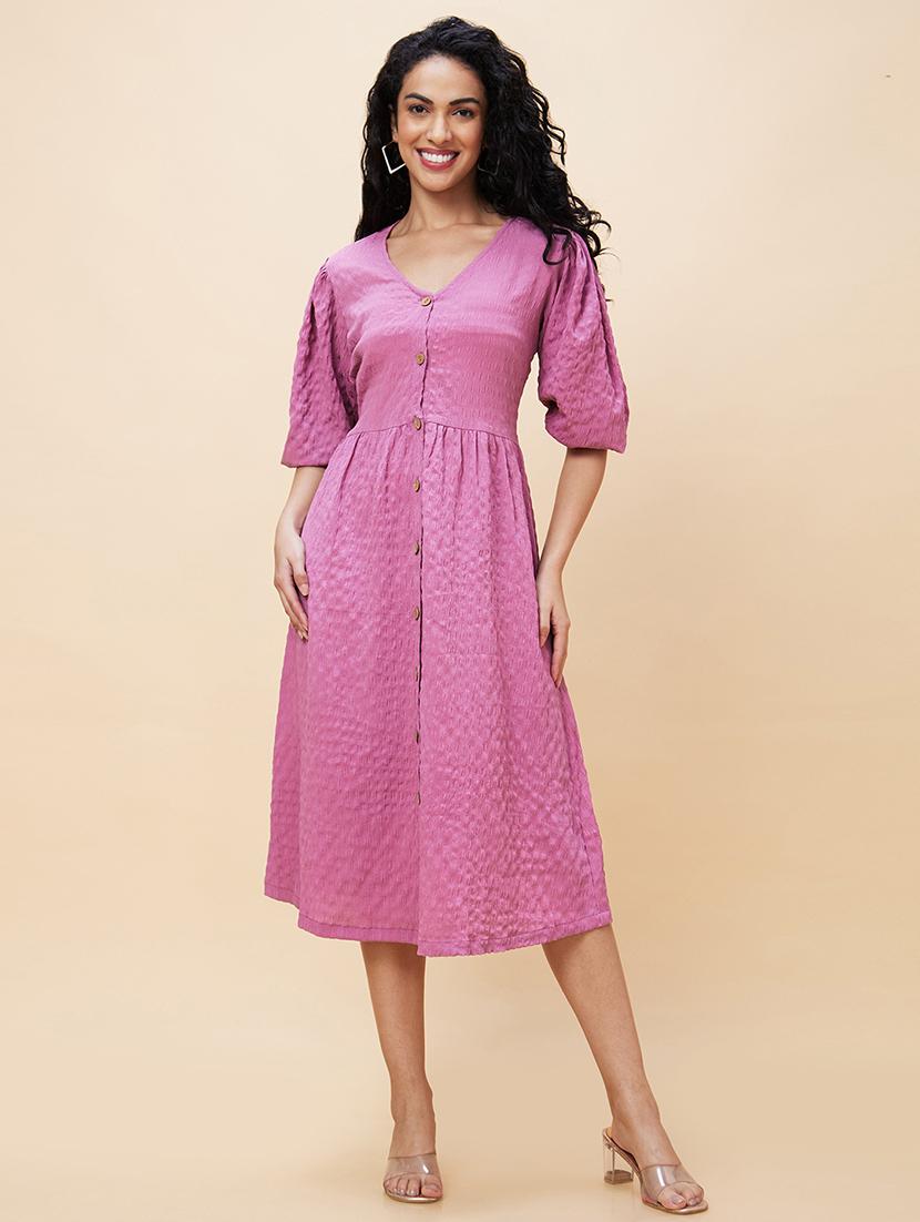 women purple polyester a-line dress - 20301532 - Standard Image - 1