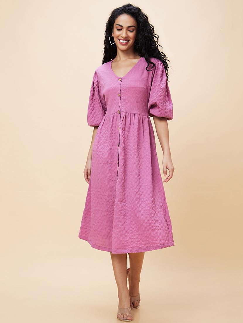 women purple polyester a-line dress - 20301532 - Standard Image - 4