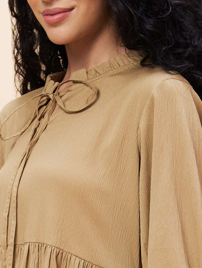 women nude brown polyester a-line dress - 20301538 -  Standard Image - 6