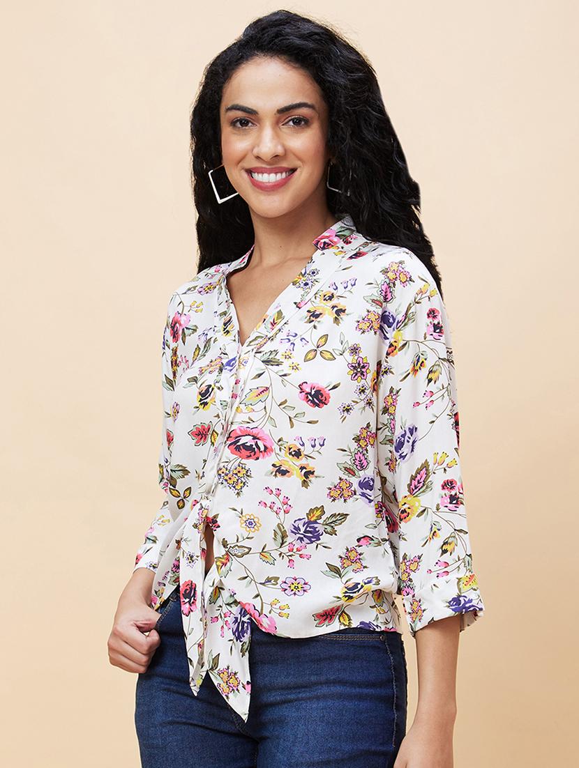 women white viscose regular top - 20301547 -  Standard Image - 1