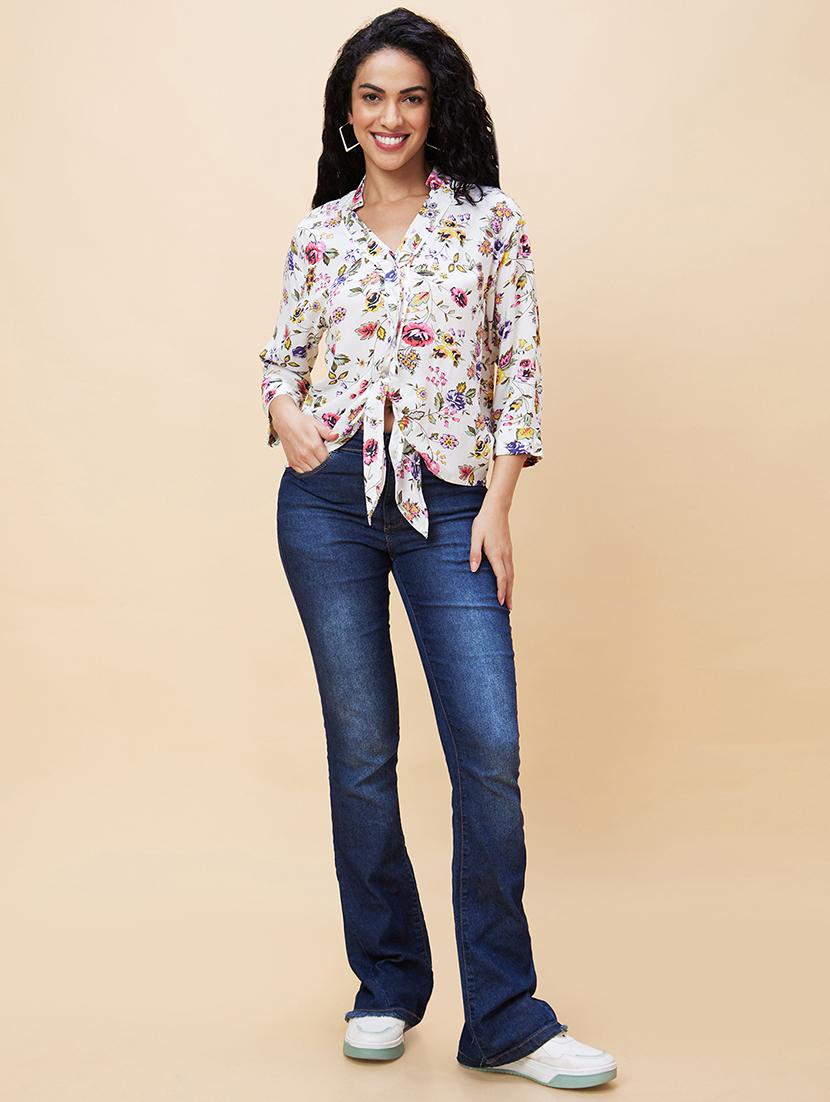 women white viscose regular top - 20301547 - Standard Image - 4