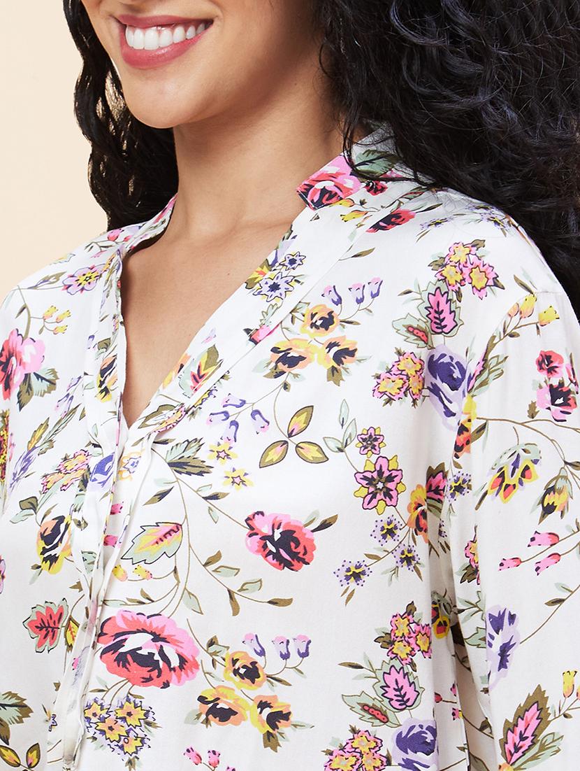 women white viscose regular top - 20301547 - Standard Image - 6