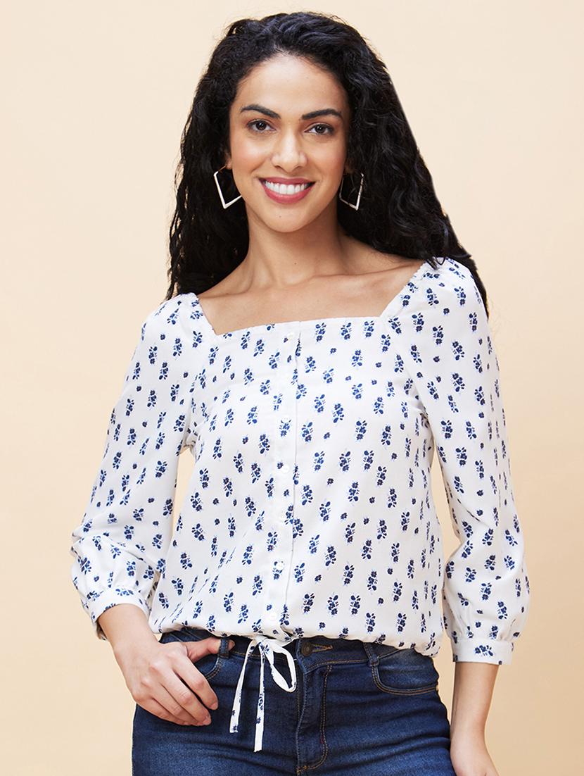 women white viscose regular top - 20301549 -  Zoom Image - 0