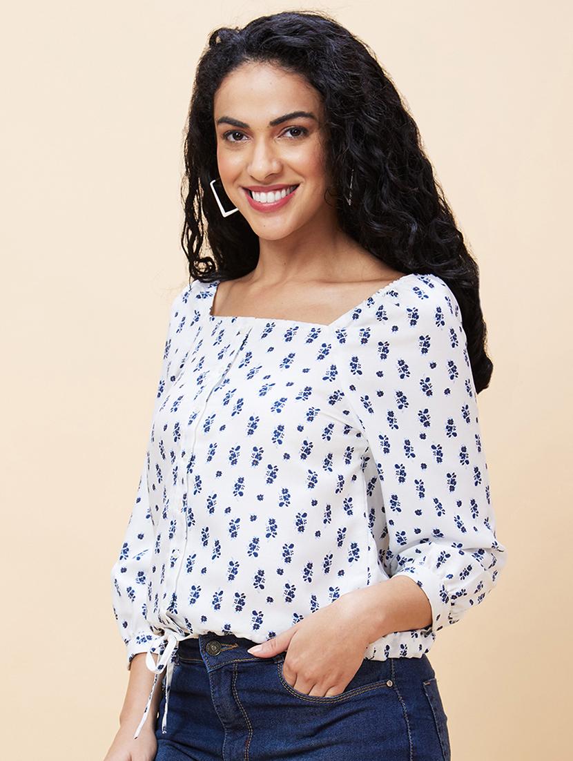 women white viscose regular top - 20301549 -  Standard Image - 1