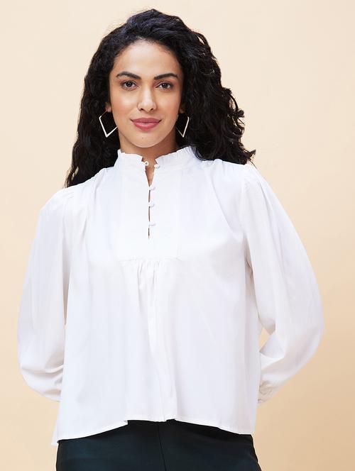 women white polyester regular top - 20301550 - Standard Image - 0
