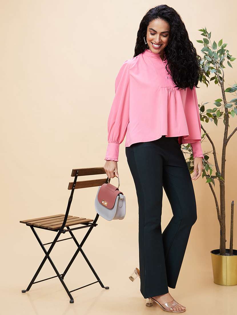 women pink polyester regular top - 20301551 -  Standard Image - 4