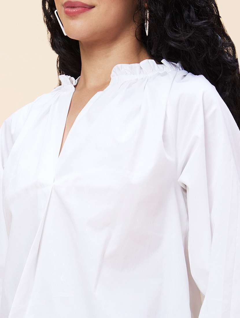 women white cotton regular top - 20301552 - Standard Image - 6