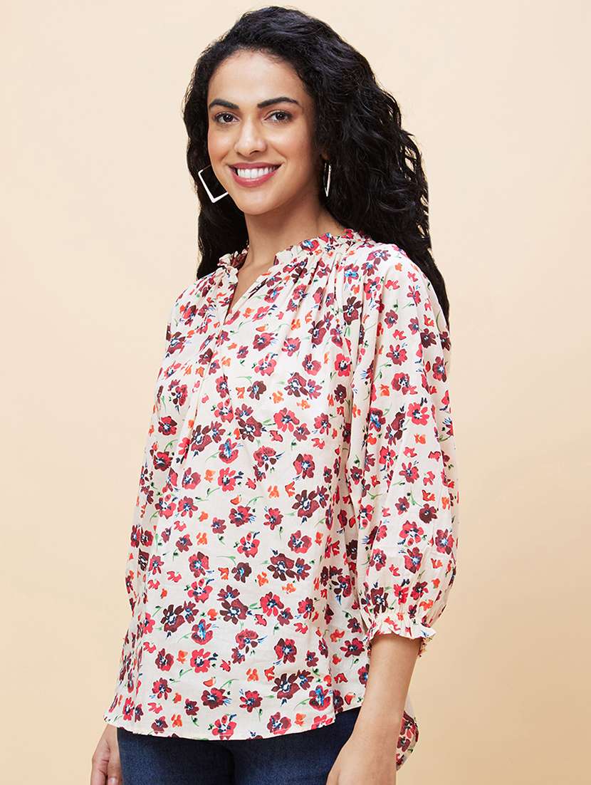 women white cotton regular top - 20301560 -  Standard Image - 1